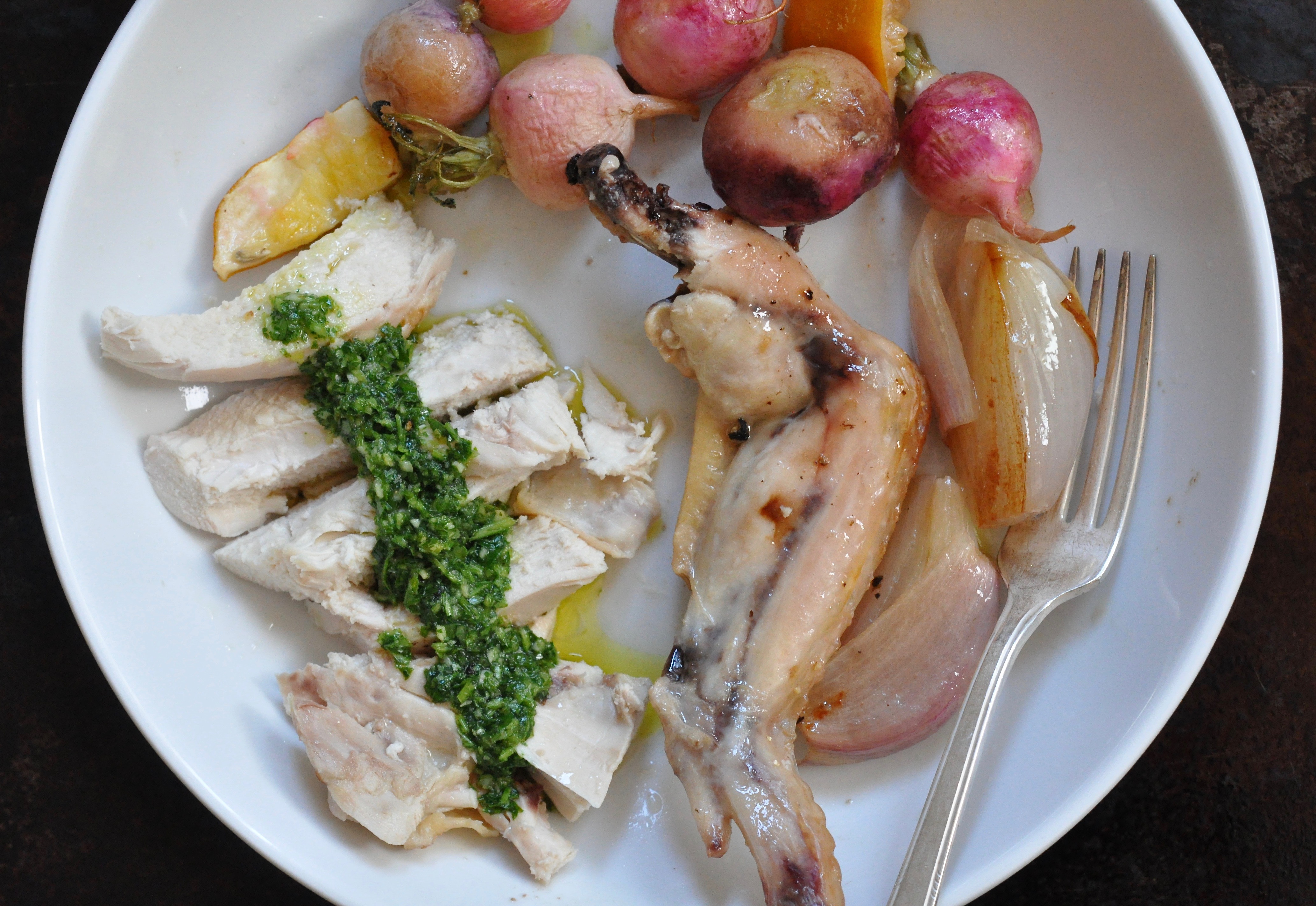 Roast Chicken with Radishes and Parsley Sauce The Insufficient Kitchen